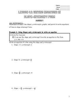 Preview of ALGEBRA 1 Writing Linear Functions Unit Lessons + Worksheets