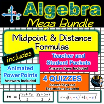 Preview of ALGEBRA:Distance & Midpoint Formulas MEGA BUNDLE:Notes, Animated PPT, QUIZZES(4)