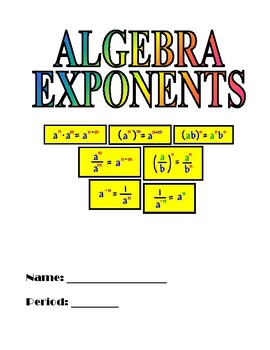 Preview of ALGEBRA - EXPONENTS - 21 PRACTICE PAGES AND KEYS