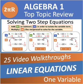 Preview of Linear Equations 1 Top Video Walkthroughs - Algebra 1 (L2)