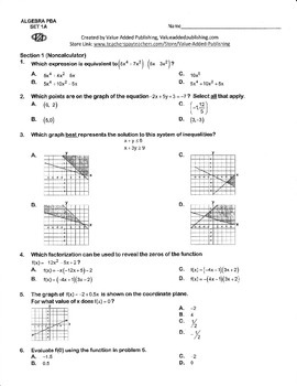Preview of ALGEBRA AIR PRACTICE SETS 1-20