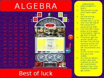 Preview of GED ALGEBRA - Slot Machine Game 76 SLIDES