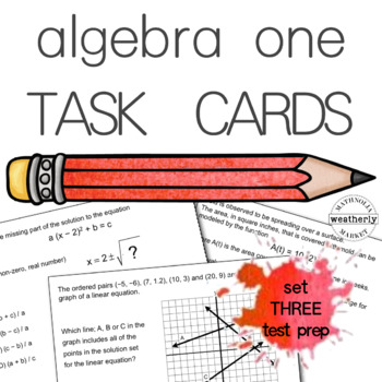 Preview of ALGEBRA 1 TEST PREP#3 - task cards (with paper version)