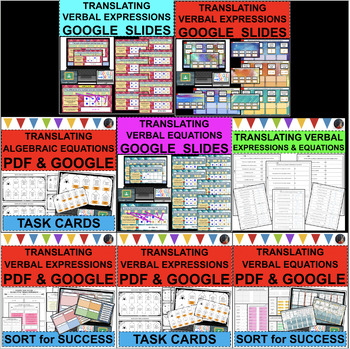 Preview of ALGEBRAIC EXPRESSIONS & EQUATIONS Translating BUNDLE (PDF & GOOGLE SLIDES)