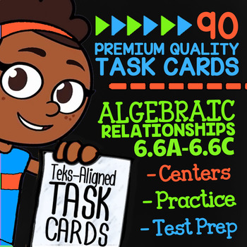Preview of ALGEBRAIC RELATIONSHIPS ★ Math TEK 6.6A 6.6B 6.6C ★ STAAR Math Review Task Cards