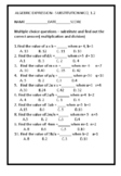 ALGEBRIC EXPRESSION - SUBSTITUTION MCQ 1.2