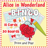 ALICE IN WONDERLAND BINGO & Memory Matching Card Game Activity