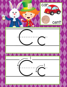 ALICE - Alphabet, Handwriting, Flash Cards, ABC print with pics