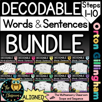 Preview of ALIGNED BUNDLE Decodable Word Lists and Sentences (Orton Gillingham Steps 1-10)