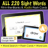 ALL 220 Sight Words - Google Slides Fill-in Quiz + Sound F