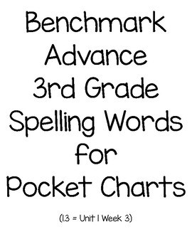 Preview of ALL 3rd Grade Spelling Words for Benchmark Advance- Pocket Chart Size