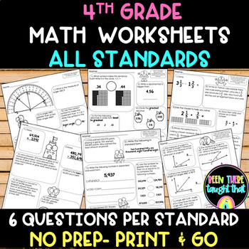 Preview of 4th Grade Math Morning Work Worksheets ALL STANDARDS
