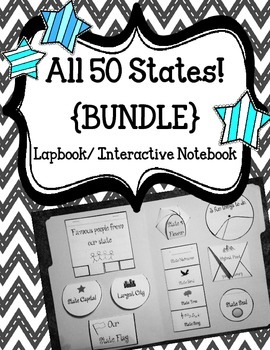 Preview of ALL 50 State Lapbook. Interactive Notebook. US History and Geography / BUNDLE