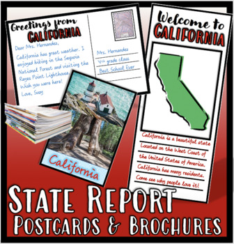 Preview of ALL 50 State Report Postcard and Brochure template + ALL Major&Minor Territories