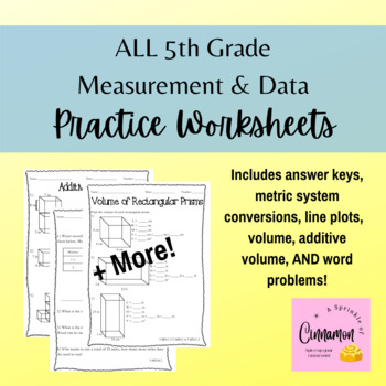 Preview of 5th Grade Line Plots, Measurement, and Volume Practice Worksheets!