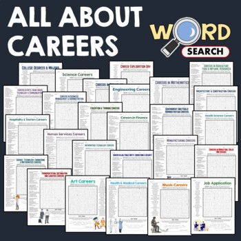 Preview of ALL ABOUT CAREERS Word Search Puzzle Activity Worksheets Bundle