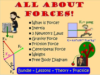 Preview of 3 Newton Laws, Weight & Gravity Friction Centripetal Forces Test Prep Worksheets