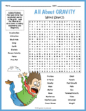 ALL ABOUT GRAVITY Word Search Puzzle Worksheet Activity