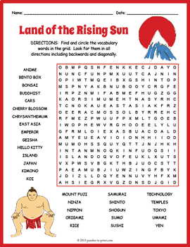 Preview of ALL ABOUT MODERN JAPAN Word Search Puzzle Worksheet Activity