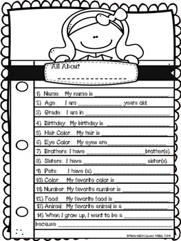 ALL ABOUT ME BACK TO SCHOOL BOY GIRL WORKSHEETS Speech Therapy | TpT