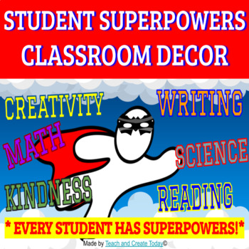 Preview of ALL ABOUT ME Classroom Decor Student Superheroes  Poster and Goals