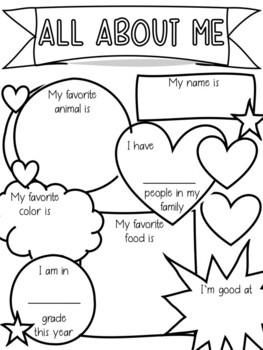ALL ABOUT ME Coloring Page- First Day of School by Meredith Schmidt
