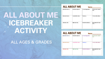Preview of All About Me - Icebreaker - All Grades - Back To School - Handout