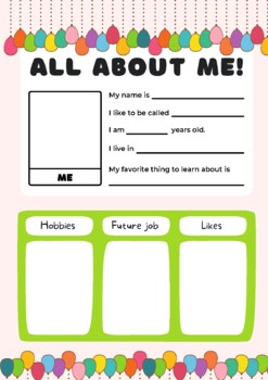 ALL ABOUT ME - PROFILE by Fonting | TPT