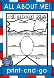 ALL ABOUT ME Pennant First day of School Activity