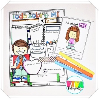 Todo sobre mí All About Me Bilingual Book and Worksheet by VIVA