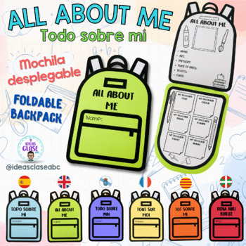 Preview of All about me bag- Foldable backpack- Todo sobre mi- Bilingual- Back to school