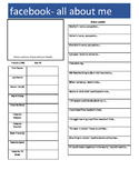 ALL ABOUT ME WORKSHEET- FACEBOOK PAGE