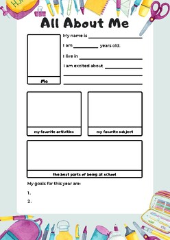 ALL ABOUT ME Worksheet Poster Book - Back to School Activities ...