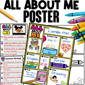 ALL ABOUT ME posters, First Day of School Activity, All About me