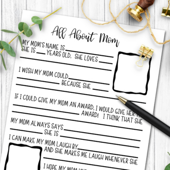Preview of ALL ABOUT MOM INTERVIEW, MOTHERS DAY WRITING ACTIVITY, MOTHER'S DAY PRINTABLES