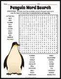 ALL ABOUT PENGUINS Word Search Puzzle Worksheet - 3rd, 4th