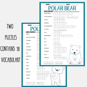 ALL ABOUT POLAR BEARS crossword puzzle worksheet activity by Mind Games
