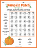 ALL ABOUT THE PUMPKIN PATCH Word Search Puzzle Worksheet