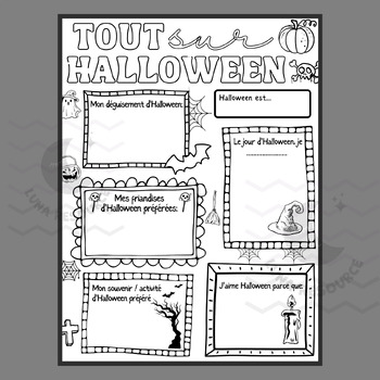 Preview of ALL ABOUT TODO SOBRE HALLOWEEN SPANISH POSTER Hand Writing crafts Activities 1st