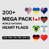 ALL Every Country Heart Love Shape Flags Cricut Vector - S