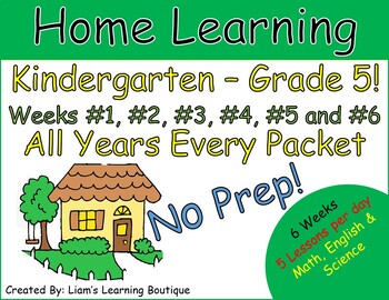 Preview of ALL Home Distance Learning Packet - Kindergarten to Grade 5 - NO PREP!