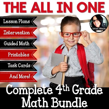 Preview of 4th Grade Math Lesson Plans, Printables, Guided Math, Intervention & More BUNDLE