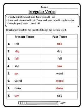 ALL Irregular Verbs Worksheets Irregular Verbs Practice Grammar Activities