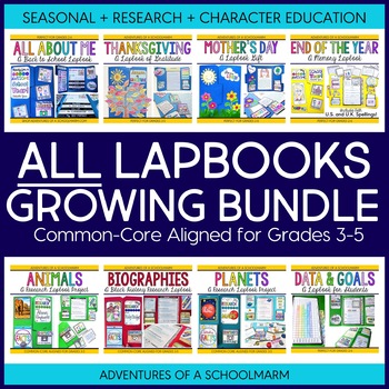 Preview of ALL Lapbooks Growing Bundle for 3rd, 4th, 5th grades