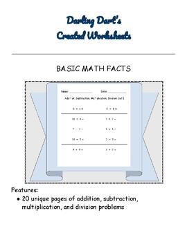 Preview of ALL MATH FACTS WORKSHEETS: 20 pages