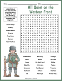 ALL QUIET ON THE WESTERN FRONT Word Search Puzzle Workshee