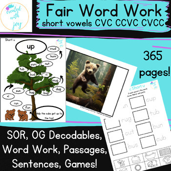 Preview of SOR Short Vowels CVC CCVC Word Work, Decodables, Games, Elkonin Boxes, Cut/Paste