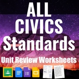 ALL Standards Civics Unit Review Worksheet and reading act