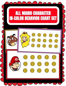 Preview of ALL Super Mario Character IN-COLOR SET Behavior Reward Chart - 2 Sizes