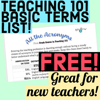 Preview of ALL THE ACRONYMS Resource for New Educators! *FREE!* Help for New Teachers!